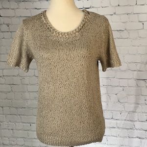 Mo:vint Tan w/Black threads &Braided Neckline